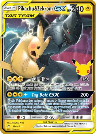 Image of Pikachu & Zekrom GX 033/181  - Holofoil ME 30th Celebration Classic Collection - Classic Collection