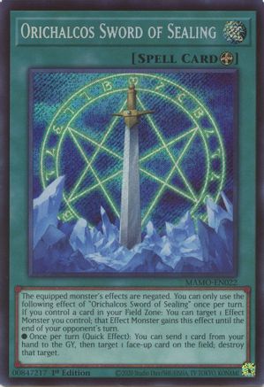 Image of Orichalcos Sword of Sealing (Secret Rare) (MAMO-EN022) - Magnificent Monsters 1st Edition