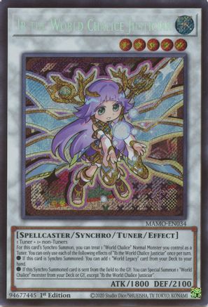Image of Ib the World Chalice Justiciar (Secret Rare) (MAMO-EN034) - Magnificent Monsters 1st Edition