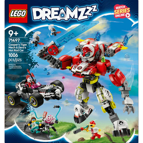 Image of LEGO 71497 Cooper's Tiger Mech & Zero's Hot Rod Car