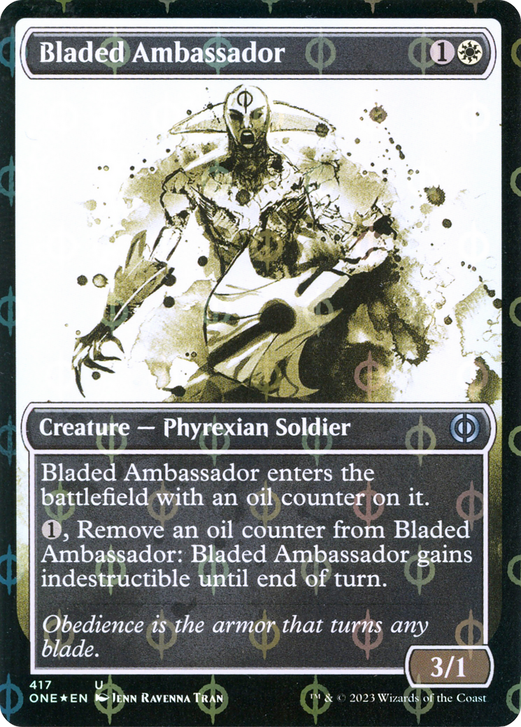 Image of Bladed Ambassador (Showcase) (Step-and-Compleat Foil) (ONE-417) - Phyrexia: All Will Be One: (Showcase) Foil