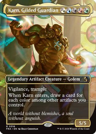 Image of Karn, Gilded Guardian (Borderless) (FRA-316) - Reality Fracture Foil