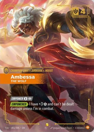 Image of Ambessa, The Wolf (T1 Worlds Champion Player Bundle) (T1A 001/005) - Riftbound Promotional Cards Foil