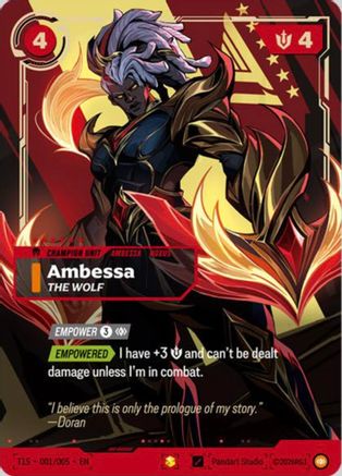 Image of Ambessa, The Wolf (T1 Worlds Champion Signature Edition Bundle) (T1S 001/005) - Riftbound Promotional Cards Foil