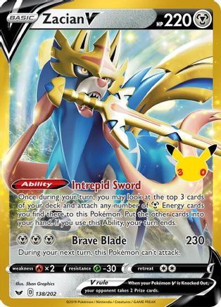 Image of Zacian V 138  - Holofoil ME 30th Celebration Classic Collection - Classic Collection