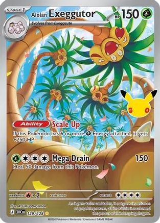Image of Alolan Exeggutor 129/128  - Holofoil ME 30th Celebration - Illustration Rare