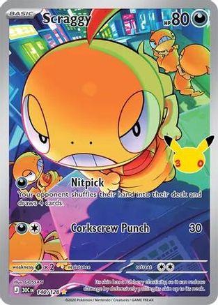 Image of Scraggy 140/128  - Holofoil ME 30th Celebration - Illustration Rare