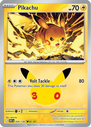 Image of Pikachu 024/128  - Holofoil ME 30th Celebration - Pikachu Rare