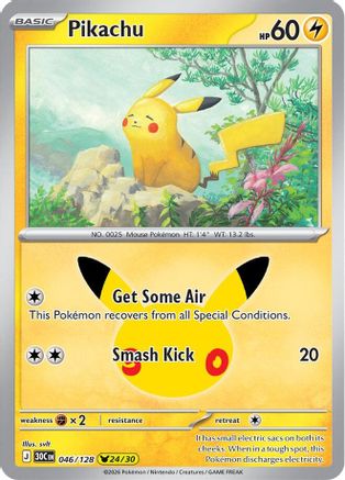 Image of Pikachu 046/128  - Holofoil ME 30th Celebration - Pikachu Rare