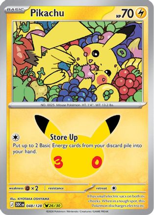 Image of Pikachu 048/128  - Holofoil ME 30th Celebration - Pikachu Rare