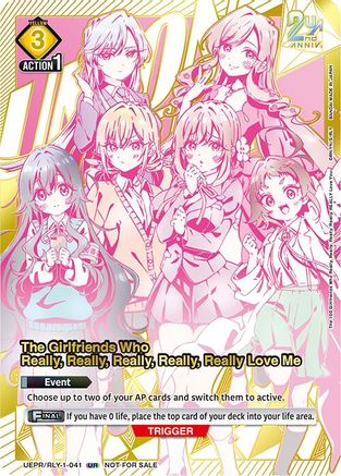 Image of The Girlfriends Who Really, Really, Really, Really, Really Love Me (041) (Second Place) (UEPR/RLY-1-041) - Union Arena Promotion Cards Foil