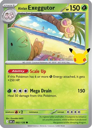 Image of Alolan Exeggutor 002/128  - Holofoil ME 30th Celebration - Common