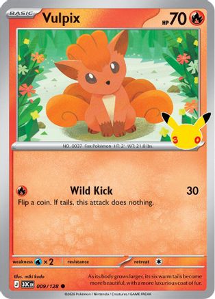Image of Vulpix 009  - Holofoil ME 30th Celebration - Common