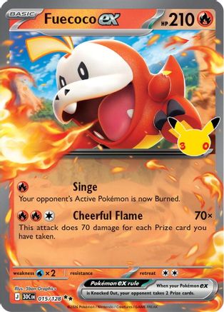 Image of Fuecoco ex 015/128  - Holofoil ME 30th Celebration - Double Rare