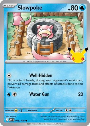 Image of Slowpoke 016  - Holofoil ME 30th Celebration - Common