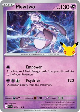 Image of Mewtwo 063  - Holofoil ME 30th Celebration - Rare