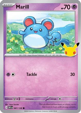 Image of Marill 067  - Holofoil ME 30th Celebration - Common