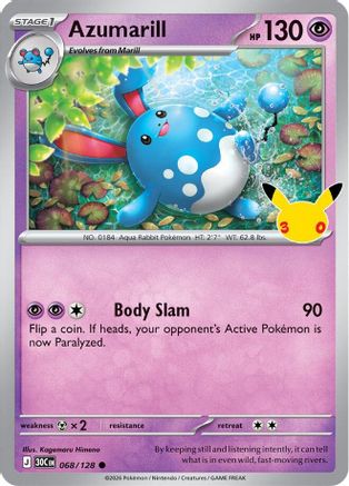 Image of Azumarill 068  - Holofoil ME 30th Celebration - null