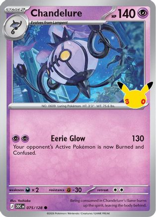 Image of Chandelure 075/128  - Holofoil ME 30th Celebration - Common