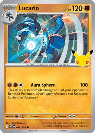 Image of Lucario 083  - Holofoil ME 30th Celebration - Common