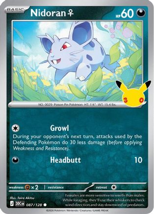 Image of Nidoran F 087  - Holofoil ME 30th Celebration - Common