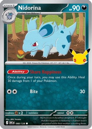 Image of Nidorina 088  - Holofoil ME 30th Celebration - Common