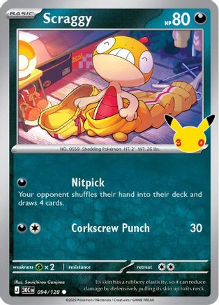 Image of Scraggy 094/128  - Holofoil ME 30th Celebration - Common