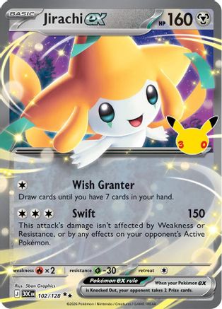 Image of Jirachi ex 102/128  - Holofoil ME 30th Celebration - Double Rare
