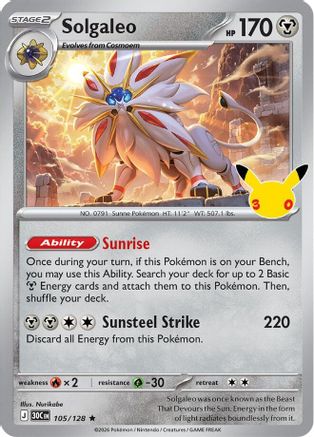 Image of Solgaleo 105  - Holofoil ME 30th Celebration - null