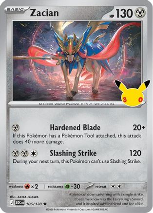 Image of Zacian 106  - Holofoil ME 30th Celebration - Rare