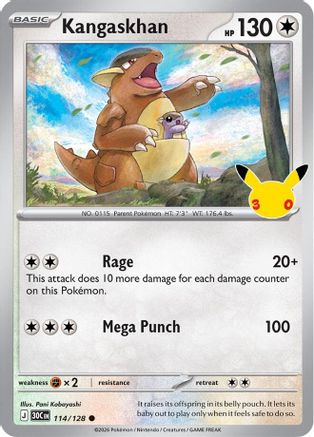 Image of Kangaskhan 114  - Holofoil ME 30th Celebration - Common