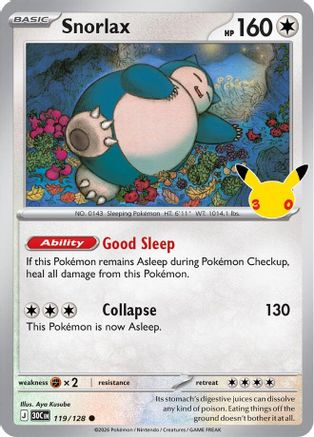 Image of Snorlax 119  - Holofoil ME 30th Celebration - null