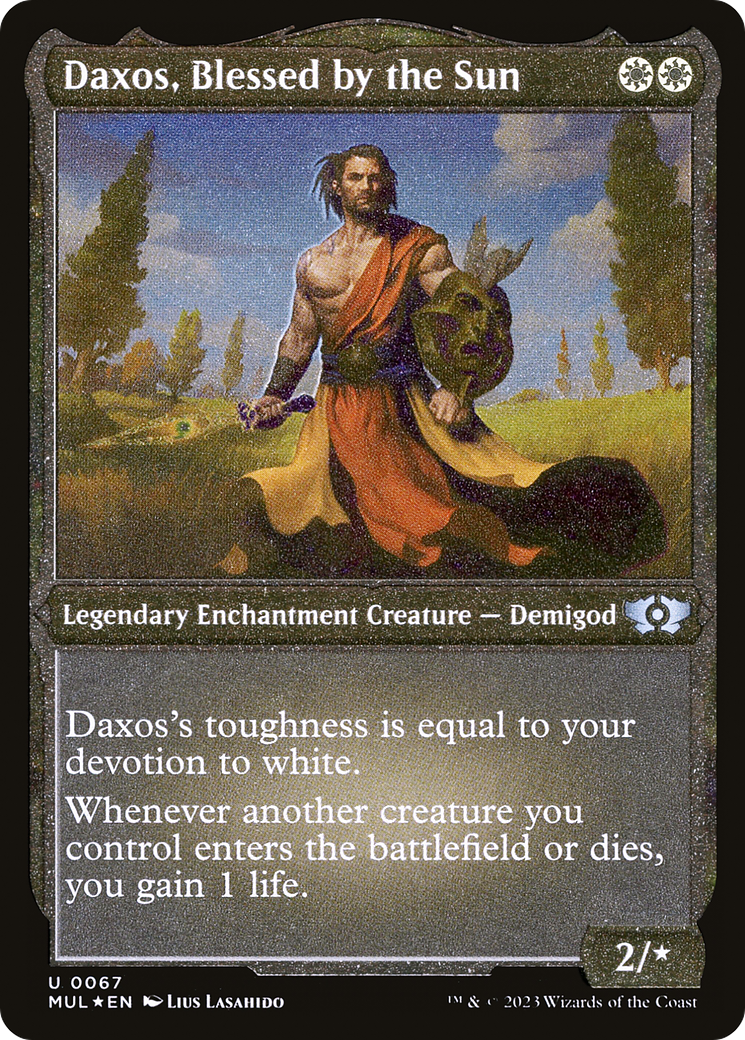 Image of Daxos, Blessed by the Sun (Foil Etched) (MUL-067) - Multiverse Legends: (enchantment) Foil