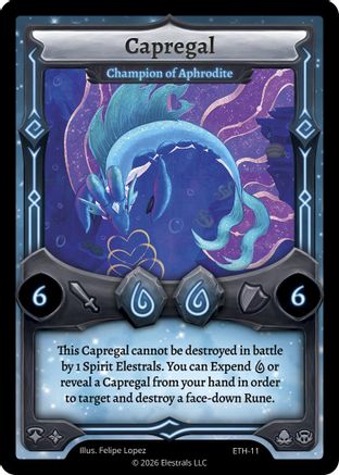 Image of Capregal - Champion of Aphrodite (ETH-11) - Shattered Stars  Ethereal Reverse Holo