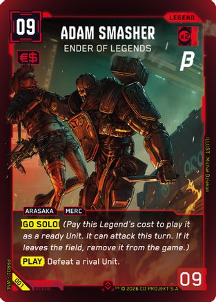 Image of Adam Smasher - Ender of Legends (001) - PreRelease Beta Foil