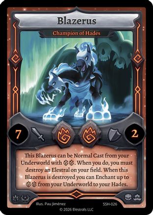Image of Blazerus - Champion of Hades (SSH-026) - Divine Champions Snowshade Reverse Holo