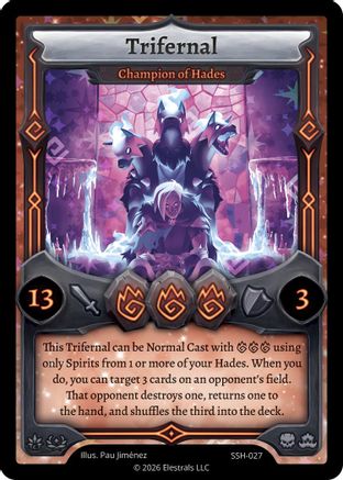 Image of Trifernal - Champion of Hades (SSH-027) - Divine Champions Snowshade Holo