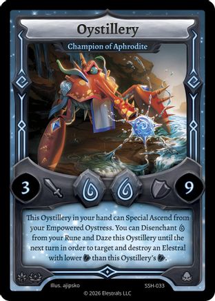 Image of Oystillery - Champion of Aphrodite (SSH-033) - Divine Champions Snowshade Reverse Holo