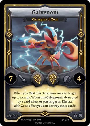 Image of Galvenom - Champion of Zeus (SSH-039) - Divine Champions Snowshade Reverse Holo