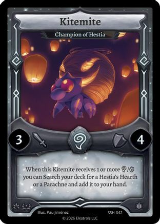 Image of Kitemite - Champion of Hestia (SSH-042) - Divine Champions Snowshade Reverse Holo