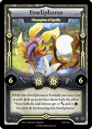 Image of Fowlipharos - Champion of Apollo (SSH-061) - Divine Champions Snowshade Holo