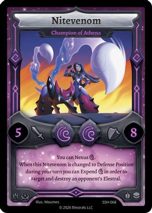 Image of Nitevenom - Champion of Athena (SSH-068) - Divine Champions Snowshade Reverse Holo