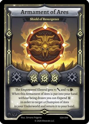 Image of Armament of Ares - Shield of Resurgence (SSH-094) - Divine Champions Snowshade Reverse Holo