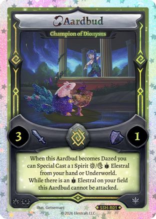 Image of Aardbud - Champion of Dionysus (Stellar) (SSH-R01) - Divine Champions Snowshade Reverse Holo