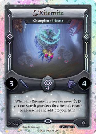 Image of Kitemite - Champion of Hestia (Stellar) (SSH-R05) - Divine Champions Snowshade Reverse Holo