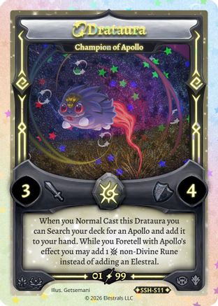 Image of Drataura - Champion of Apollo (Serialized) (SSH-S11) - Divine Champions Snowshade Holo