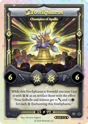 Image of Fowlipharos - Champion of Apollo (Serialized) (SSH-S12) - Divine Champions Snowshade Holo