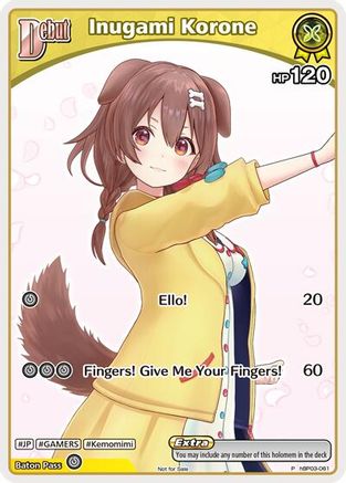 Image of Inugami Korone (P) (hBP03-061) (hBP03-061) - hololive OFFICIAL CARD GAME Promos Foil
