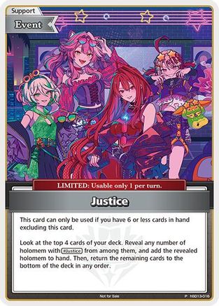 Image of Justice (P) (Alternate Art) (hSD13-016) - hololive OFFICIAL CARD GAME Promos Foil