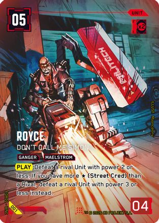 Image of Royce - Don't Call Me Simon (001) - Edgerunner Open Season 1 Foil